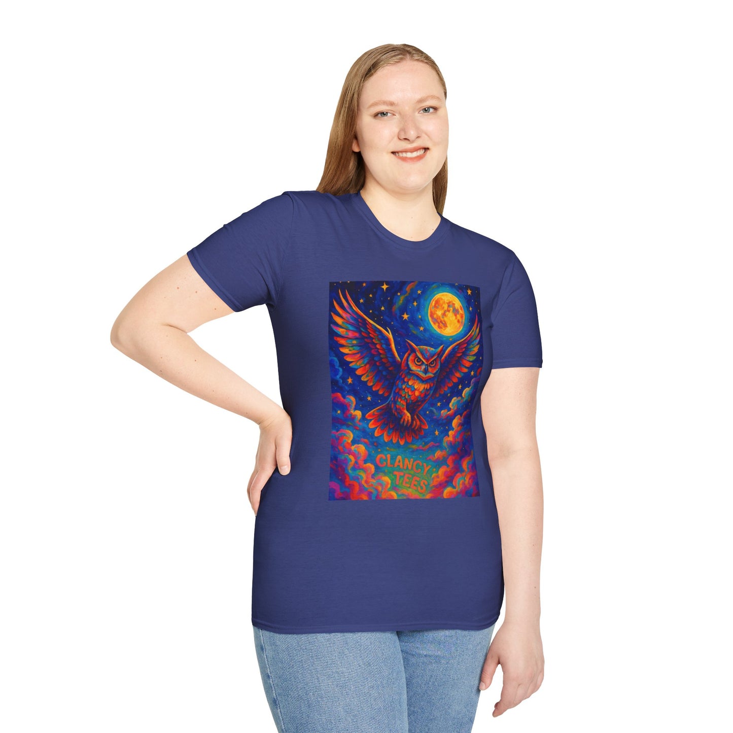 Psychedelic Owl T-Shirt Trippy Full Moon Graphic Tee | Surreal Bird Aesthetic Shirt | Gift for Dreamers and Night Owls | Bold Fantasy Art Top