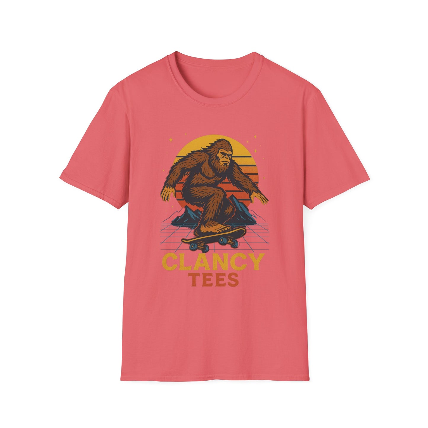 Bigfoot Skateboard Unisex T-Shirt, Retro Graphic Tee, Funny Gift for Skaters, Adventure Lovers, Summer Apparel, Men's and Women's Fashion