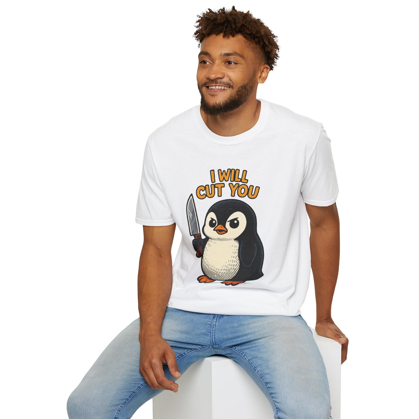 Angry Penguin Knife Shirt – Funny Animal Graphic Tee, Sarcastic Gift for Introverts, Cute but Deadly Humor Shirt