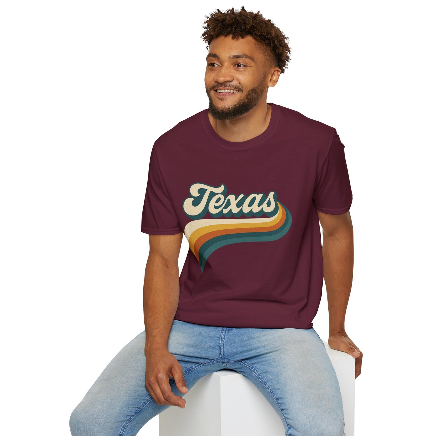 Retro Texas Shirt – Vintage Style Texas Wave Tee • Gildan Softstyle® Unisex Comfort • Gift for Texans • Groovy Southern State Pride Shirt