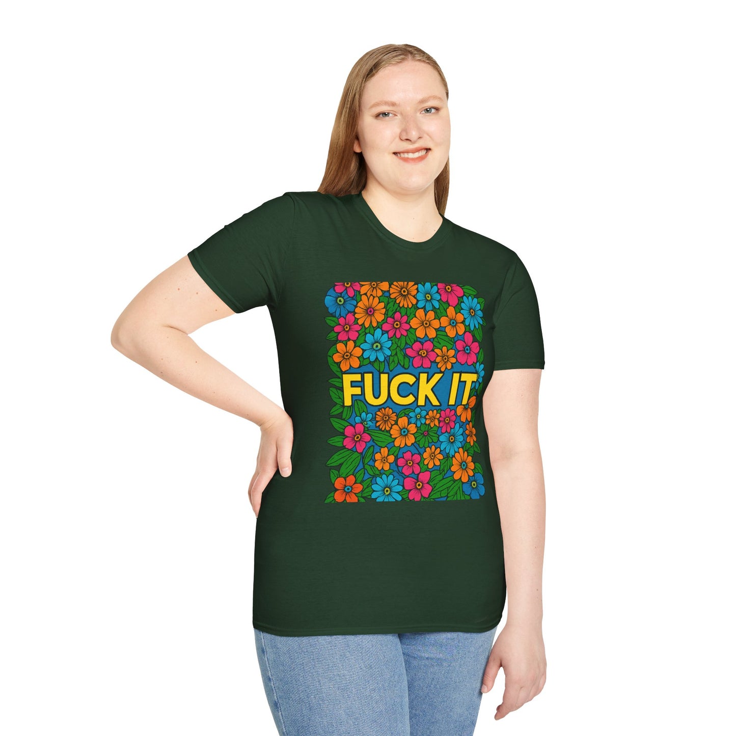 Colorful Floral Graphic T-Shirt, Casual Wear, Gift for Friends, Relaxed Style, Summer Outfit, Fun Statement Tee