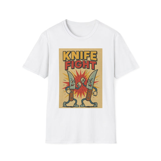 Retro Knife Fight Graphic T-Shirt, Funny Tee, Casual Unisex Clothing, Gift for Him or Her, Unique Humor Shirt