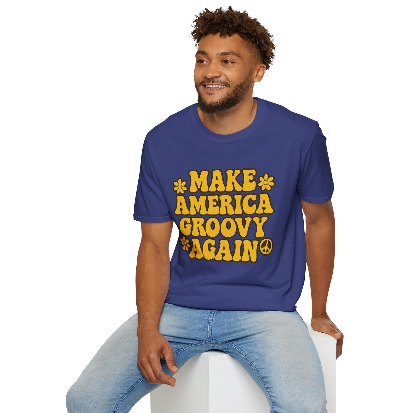 Make America Groovy Again Shirt – Funny Retro Hippie Tee with Peace Sign – Gift for Old Souls, Vintage Lovers, Flower Child Friends