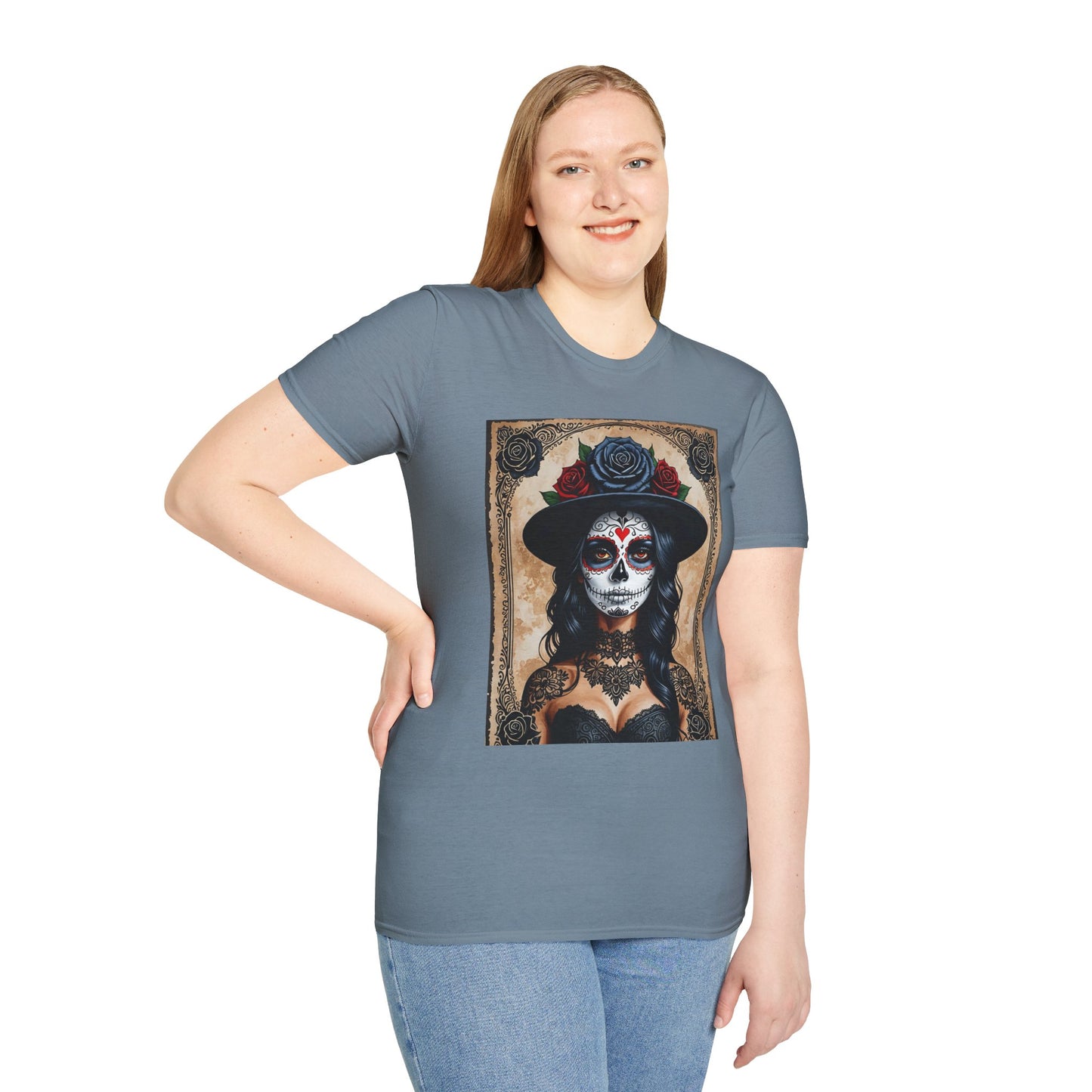 Sugar Skull T-Shirt – Gothic Calavera Tattoo Art Tee – Gift for Skull Collectors, Tattoo Lovers, and Dark Aesthetic Fans