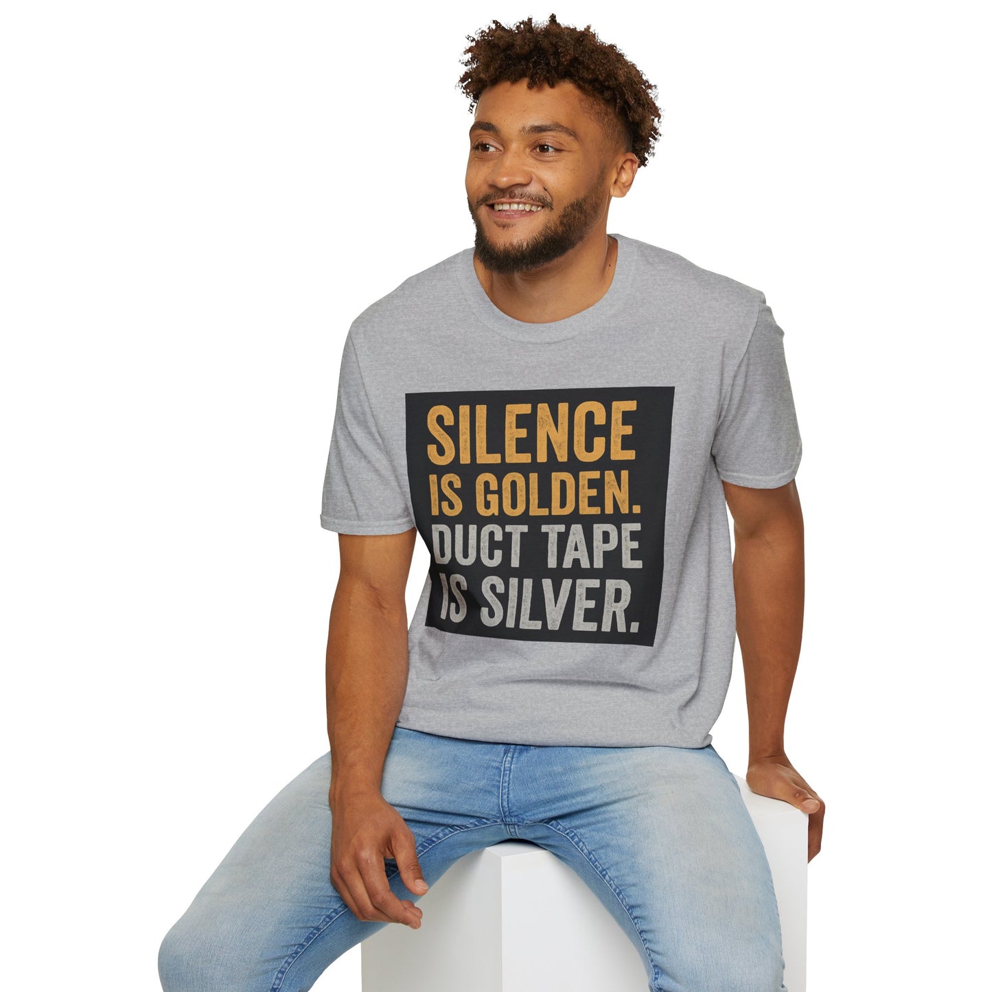 Funny Quote T-Shirt - Silence is Golden Duct Tape is Silver, Gift for Dad, Birthday Gift, Humorous Tee, Unisex Apparel, Casual Wear