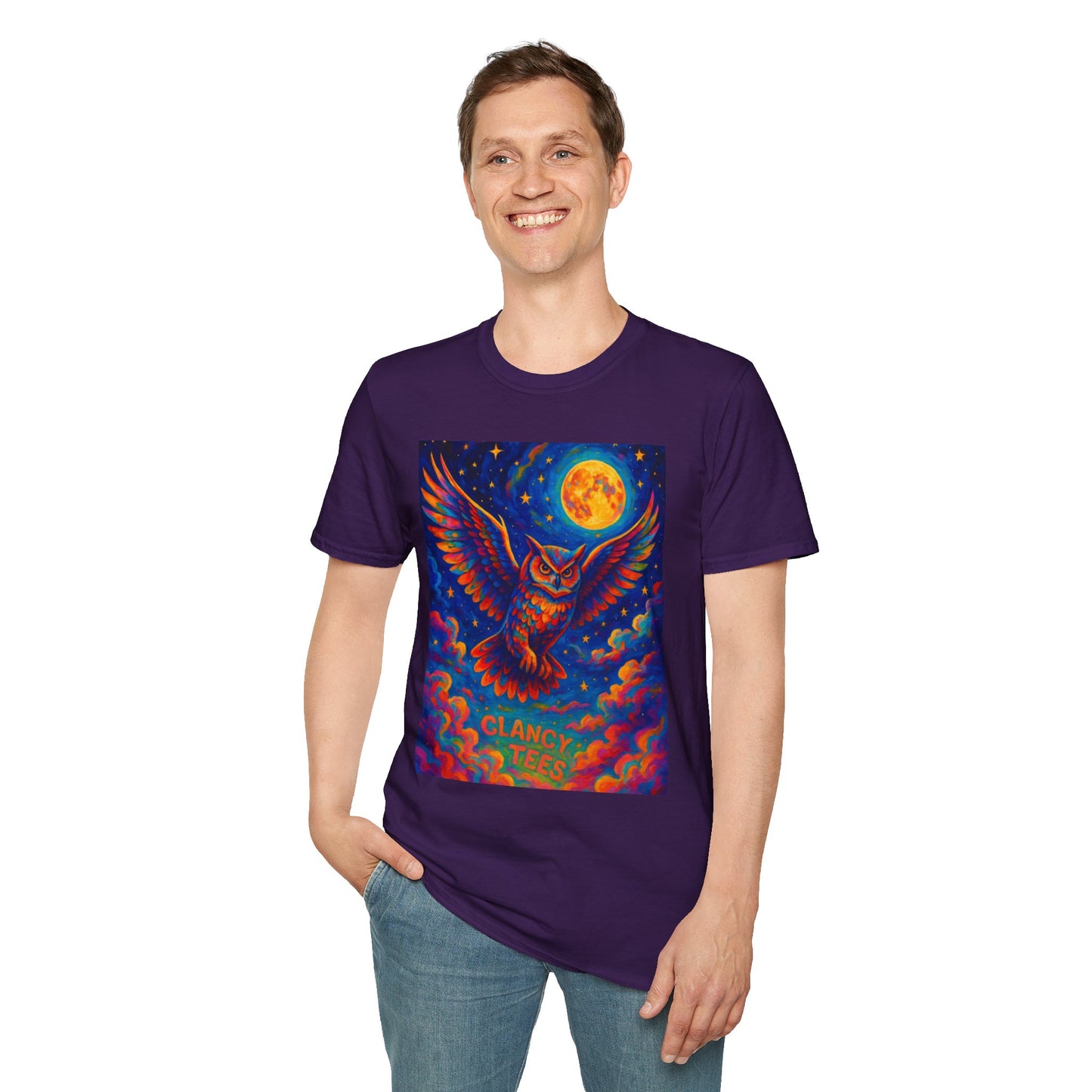 Psychedelic Owl T-Shirt Trippy Full Moon Graphic Tee | Surreal Bird Aesthetic Shirt | Gift for Dreamers and Night Owls | Bold Fantasy Art Top