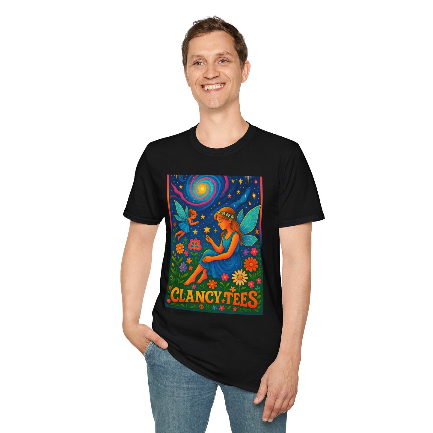 Fairy Garden T-Shirt Whimsical Fantasy Graphic Tee Cosmic Nature Shirt Gift for Dreamers Gift for Fairy Lovers Vibrant Magical Artwork
