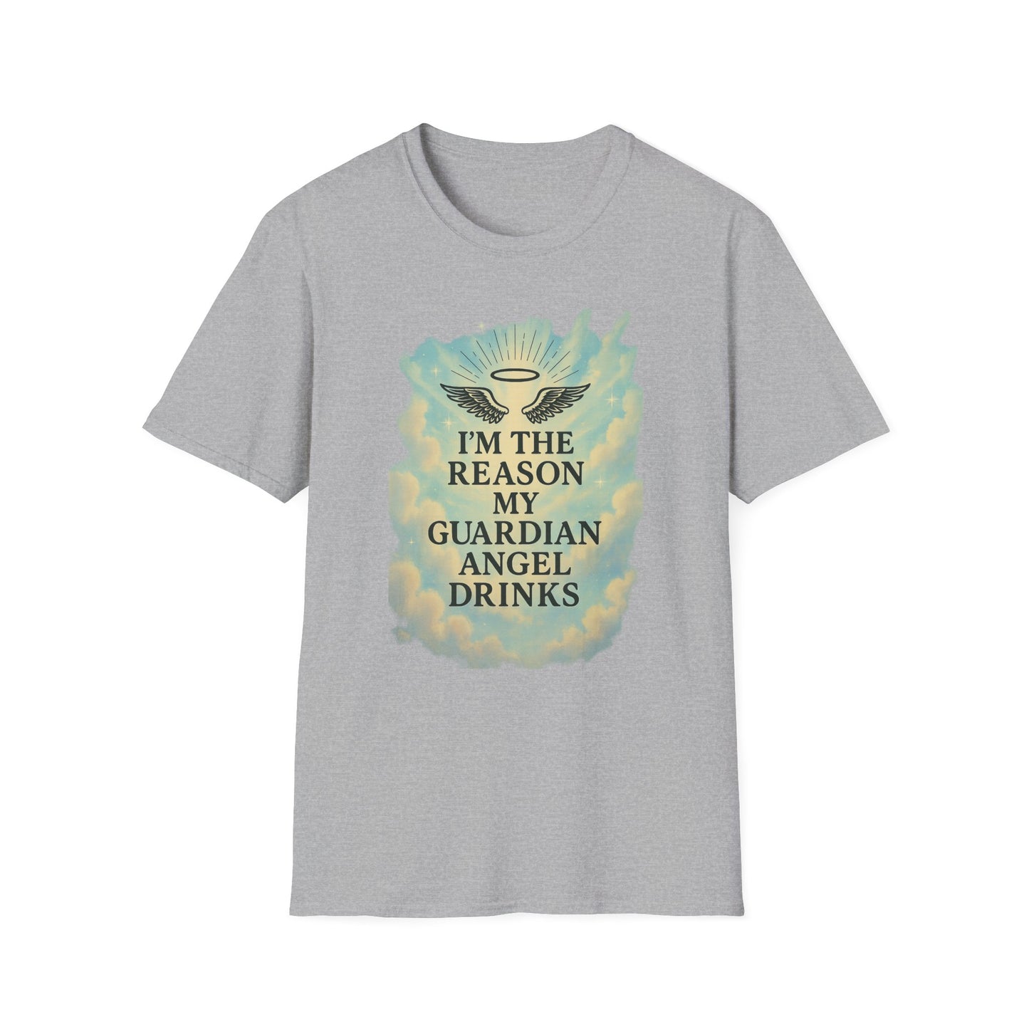 Unisex Softstyle T-Shirt, Funny Guardian Angel Tee, Unique Gift for Friends, Humor Shirt, Casual Wear, Perfect for Holidays