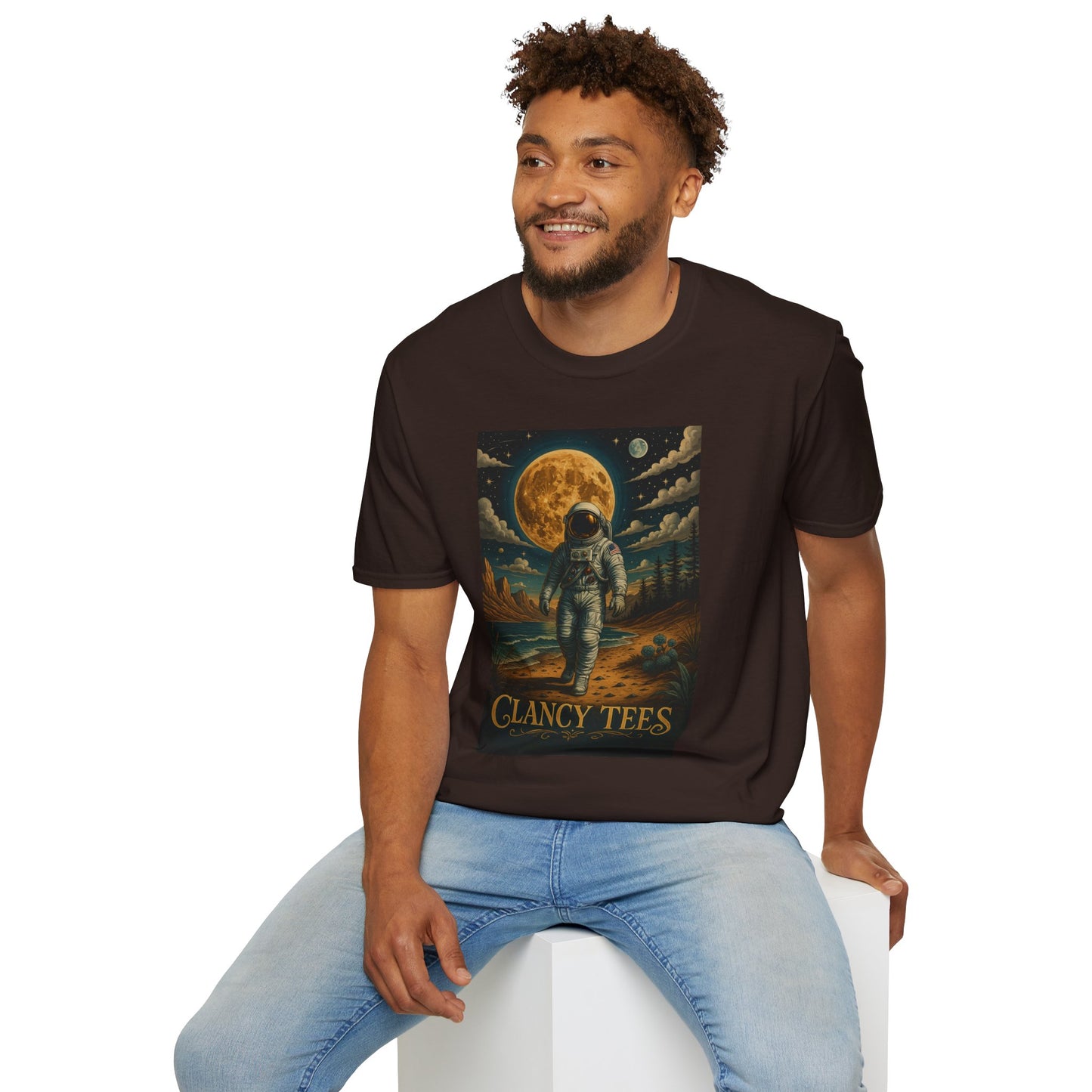 Astronaut Adventure Unisex Softstyle T-Shirt | Cosmic Space Shirt, Graphic Tee for Space Lovers, Gift for Nerds, Casual Wear