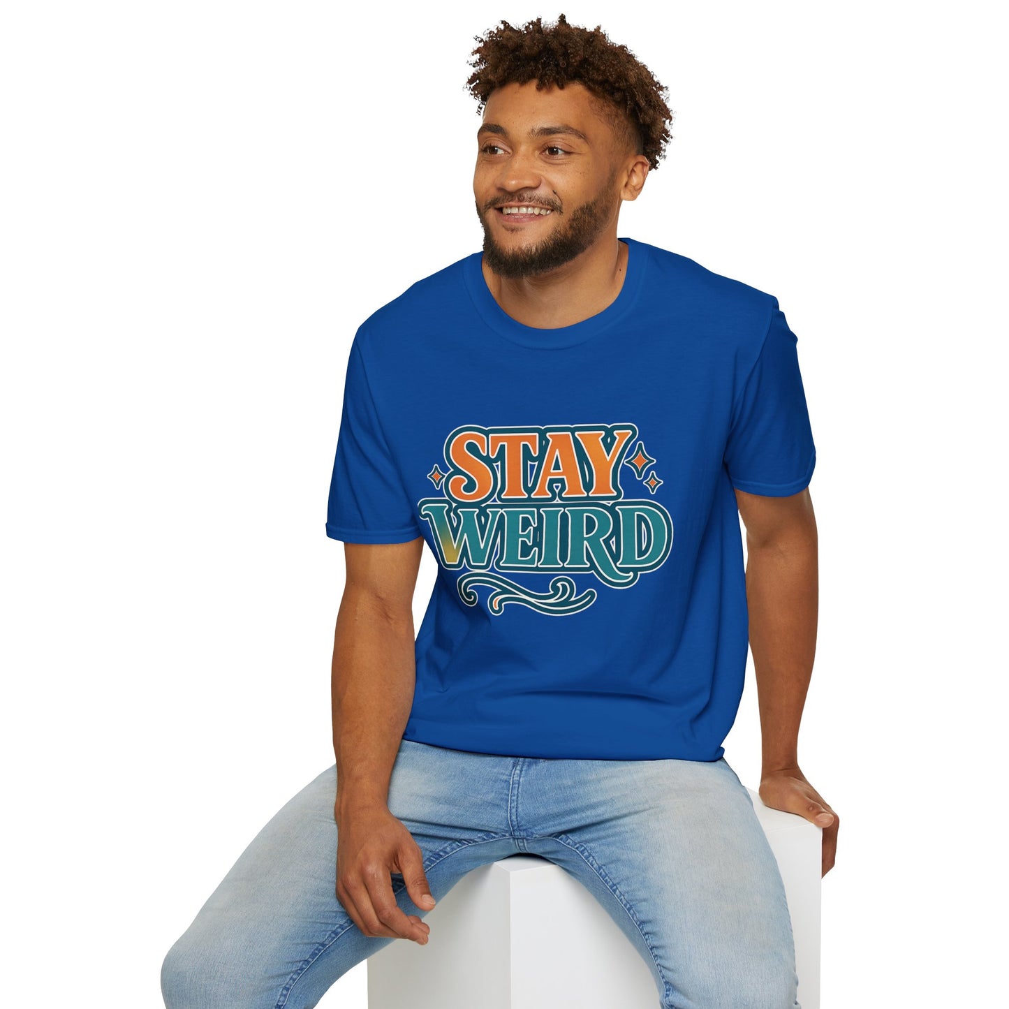 Stay Weird Unisex Softstyle T-Shirt - Fun Graphic Tee, Quirky Apparel, Gift for Friends, Casual Wear, Unique Style