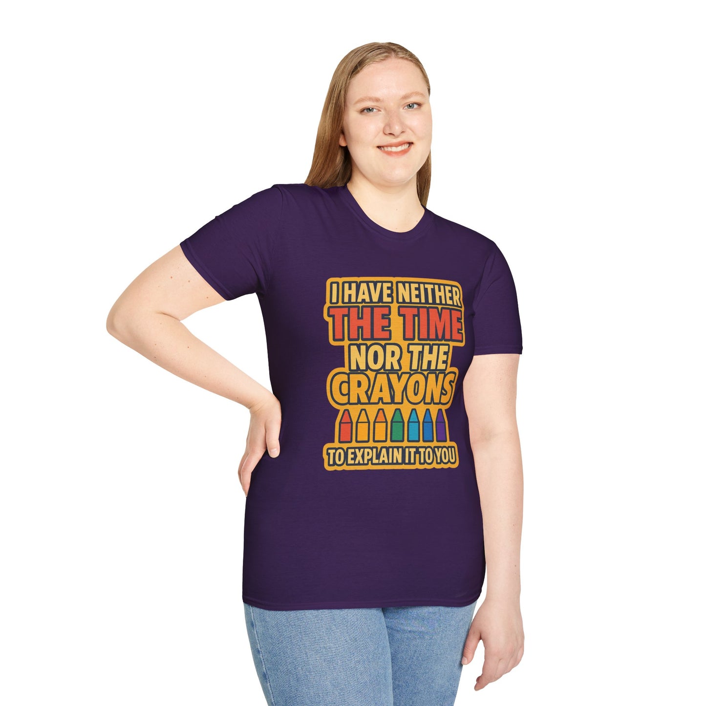 Funny Quote Unisex T-Shirt, Gift for Teachers, Creative Humor Shirt, Casual Graphic Tee, Colorful Crayon Theme Apparel, Fun Everyday Wear