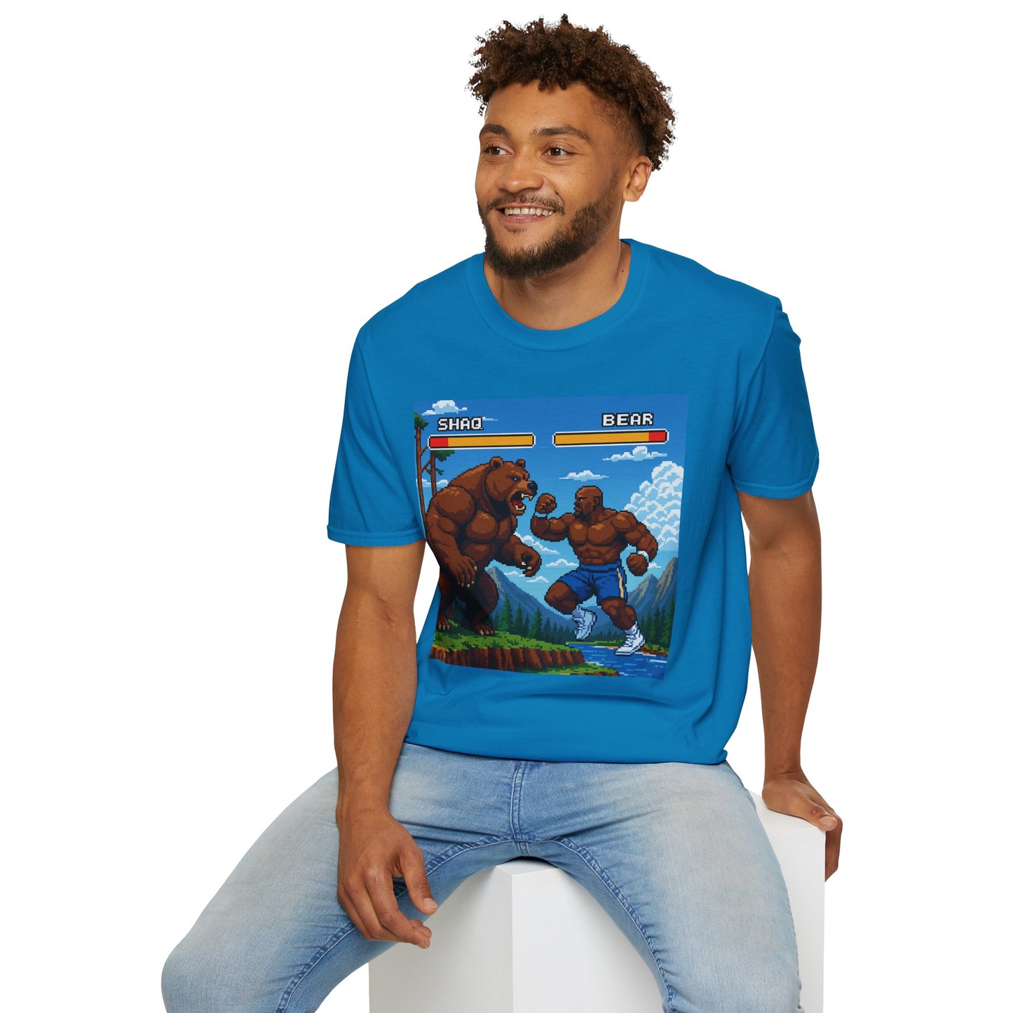 Shaq vs Bear Funny T-Shirt | Retro Arcade Fighter Tee | Gift for Gamers & 90s Kids | Weird Animal Combat Shirt