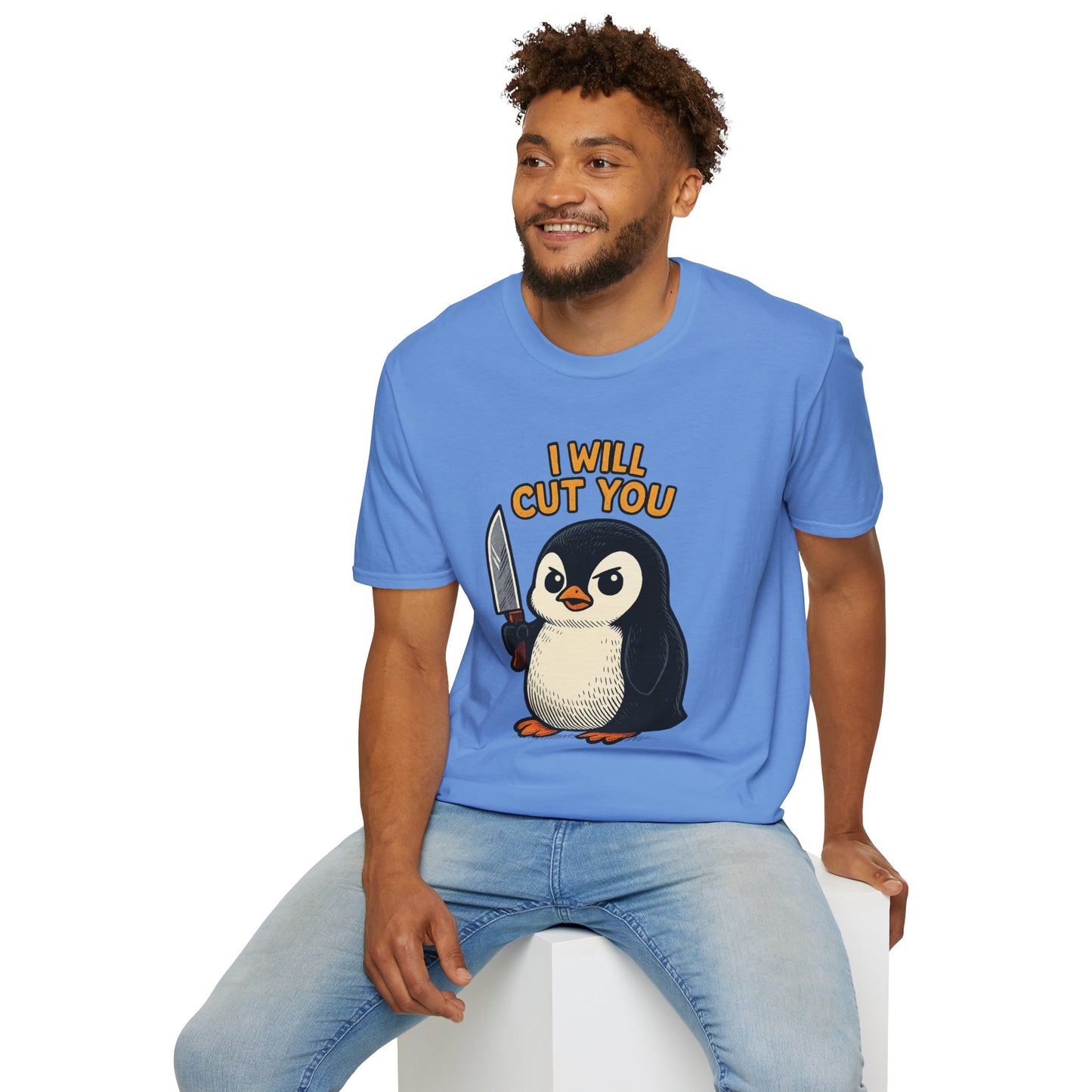Angry Penguin Knife Shirt – Funny Animal Graphic Tee, Sarcastic Gift for Introverts, Cute but Deadly Humor Shirt