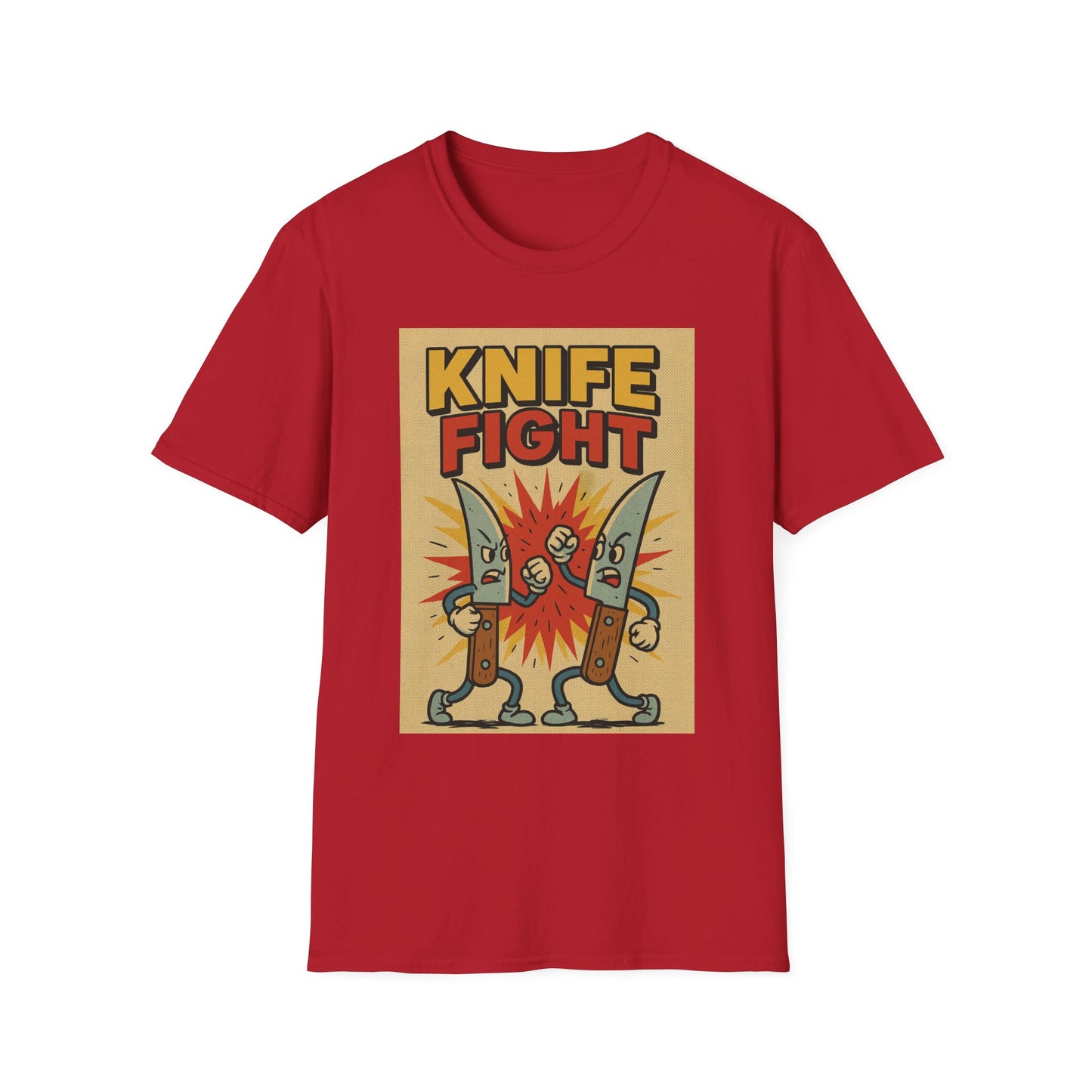 Retro Knife Fight Graphic T-Shirt, Funny Tee, Casual Unisex Clothing, Gift for Him or Her, Unique Humor Shirt