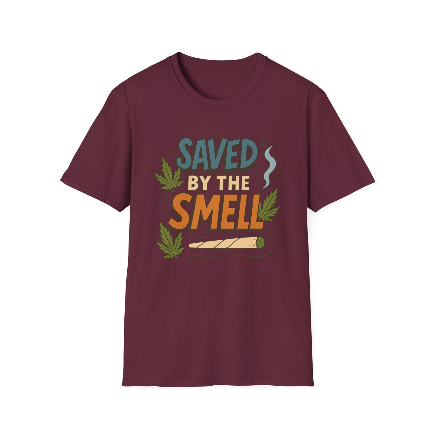 Funny Cannabis Saved by the Smell T-Shirt, Unisex Softstyle Tee, Gift for Stoners, Humor Apparel, Casual Wear, Cool Graphic Tee