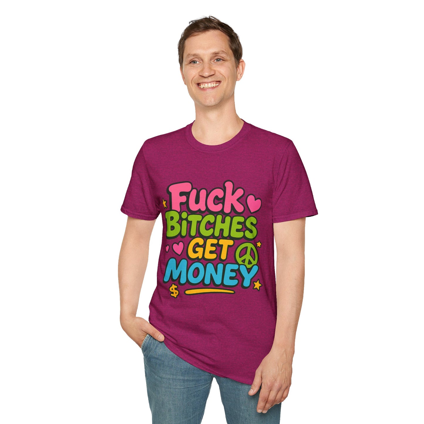 Fuck Bitches Get Money Shirt Funny Bold Graphic Tee Gift for Hustlers Savage Statement T-Shirt for Rebels Trolls Unfiltered Meme Culture Fans