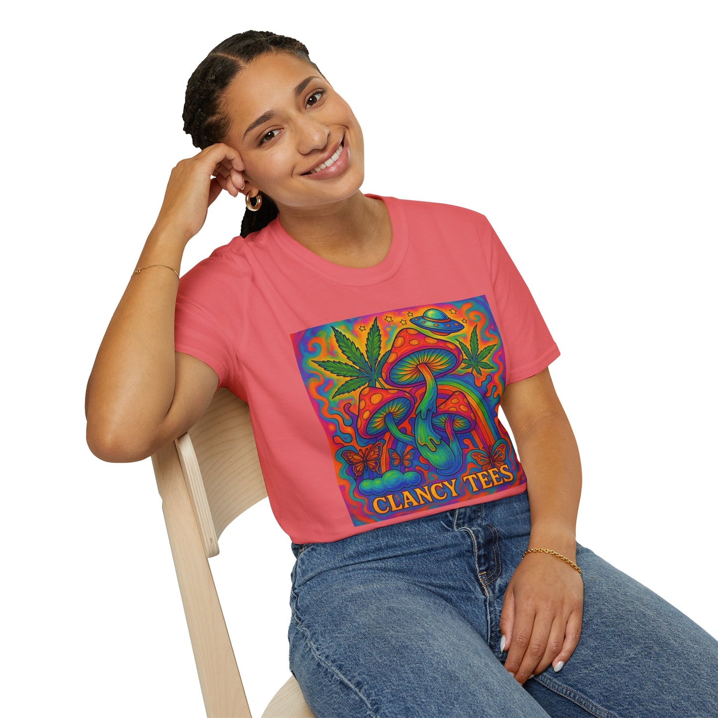 Colorful Psychedelic T-Shirt, Fun Graphic Tee for Music Festivals, Unique Gift for Friends, Retro Style Shirt, Unisex Softstyle Tee