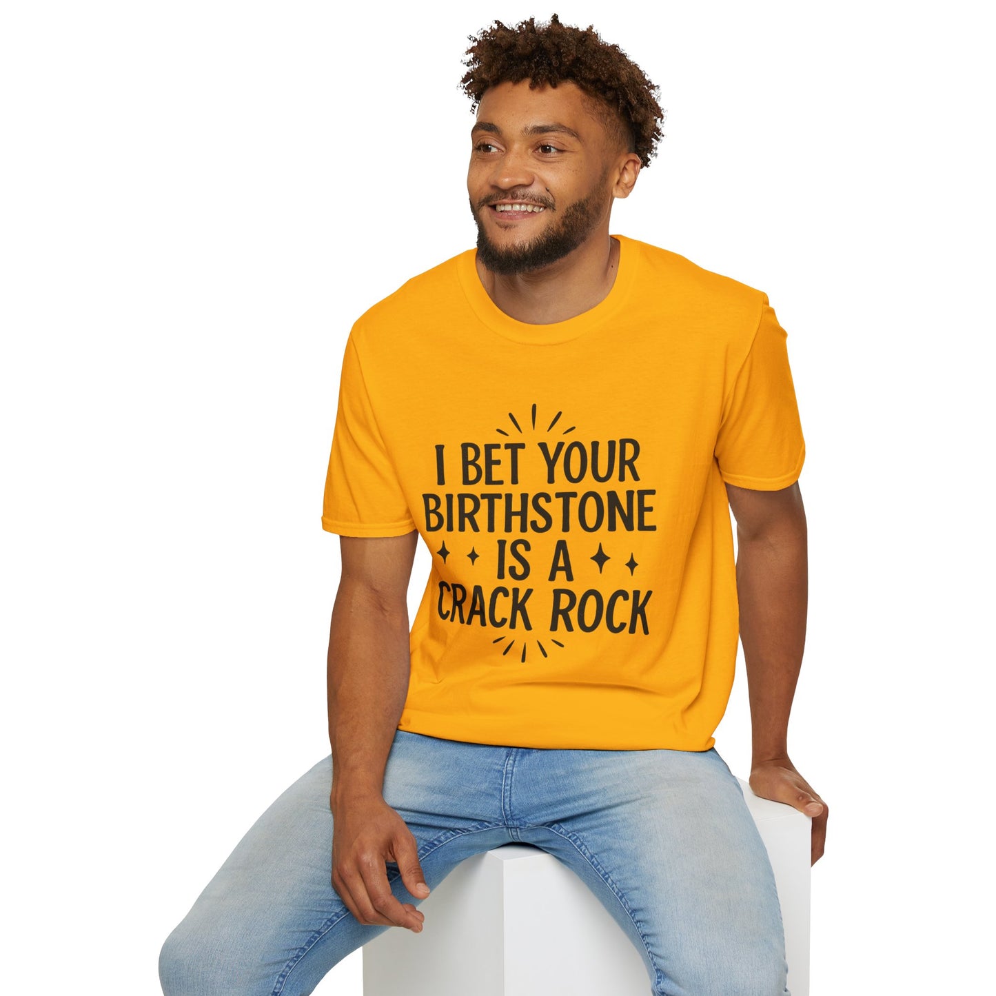 Crack Rock Birthstone Shirt – Funny Insult Tee – Gift for Petty Friends, Sarcastic Adults, and People Who Love Dark Humor