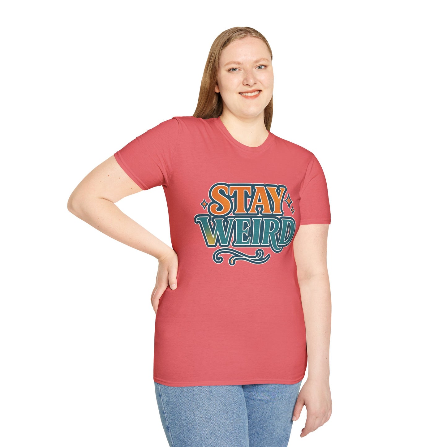 Stay Weird Unisex Softstyle T-Shirt - Fun Graphic Tee, Quirky Apparel, Gift for Friends, Casual Wear, Unique Style