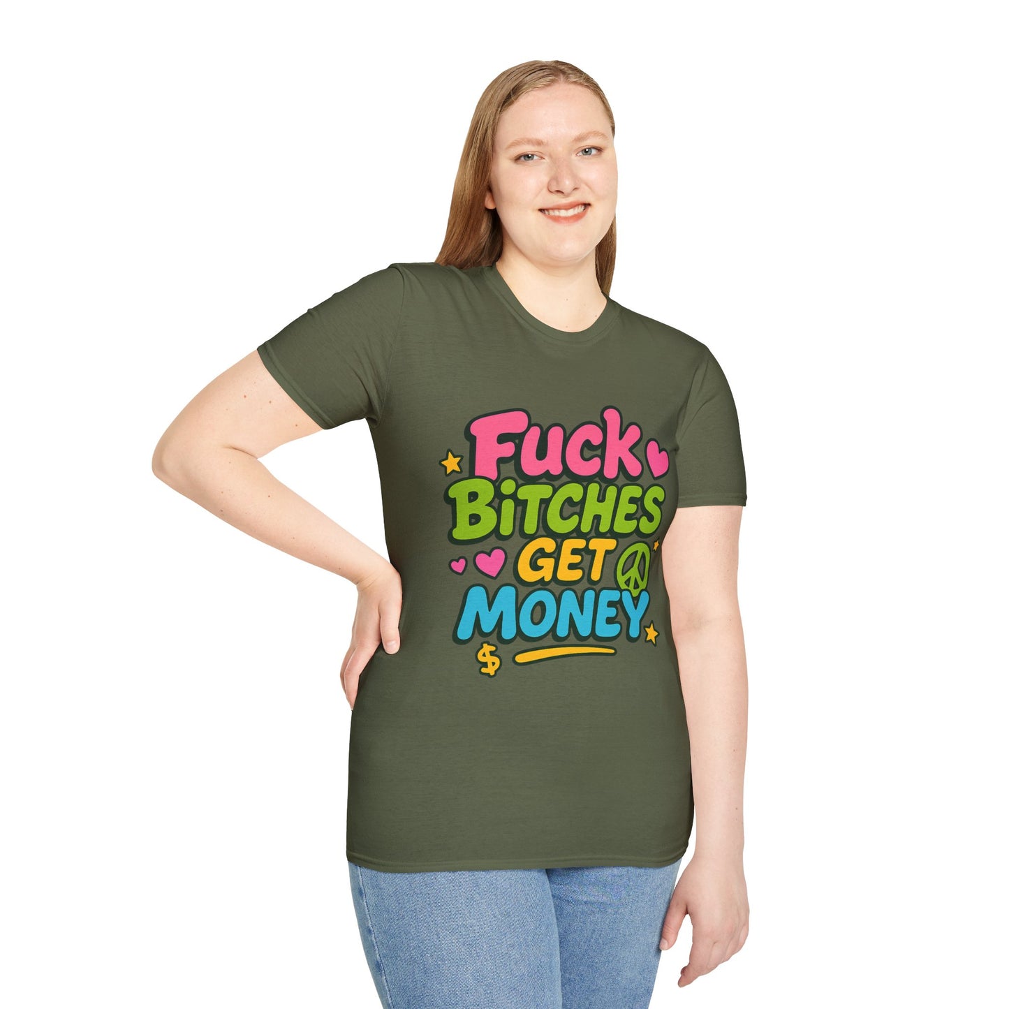 Fuck Bitches Get Money Shirt Funny Bold Graphic Tee Gift for Hustlers Savage Statement T-Shirt for Rebels Trolls Unfiltered Meme Culture Fans