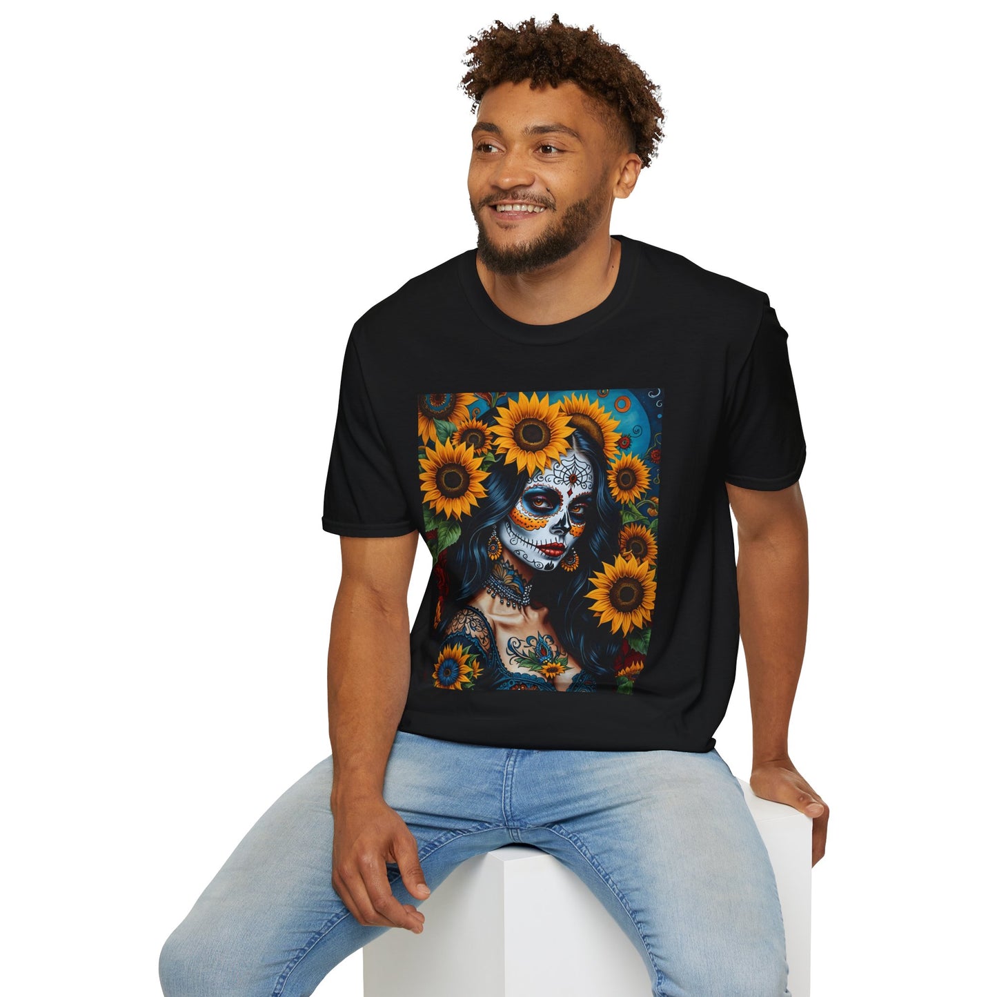 Day of the Dead Floral T-Shirt, Sugar Skull Tee, Unisex Halloween Shirt, Floral Art T-Shirt, Casual Everyday Wear