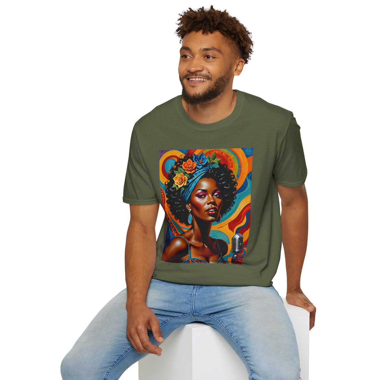Afrofuturist Soul Singer T Shirt Cosmic Jazz Graphic Tee Retro Funk Fashion Music Artwork Top Gift for Soul Fans
