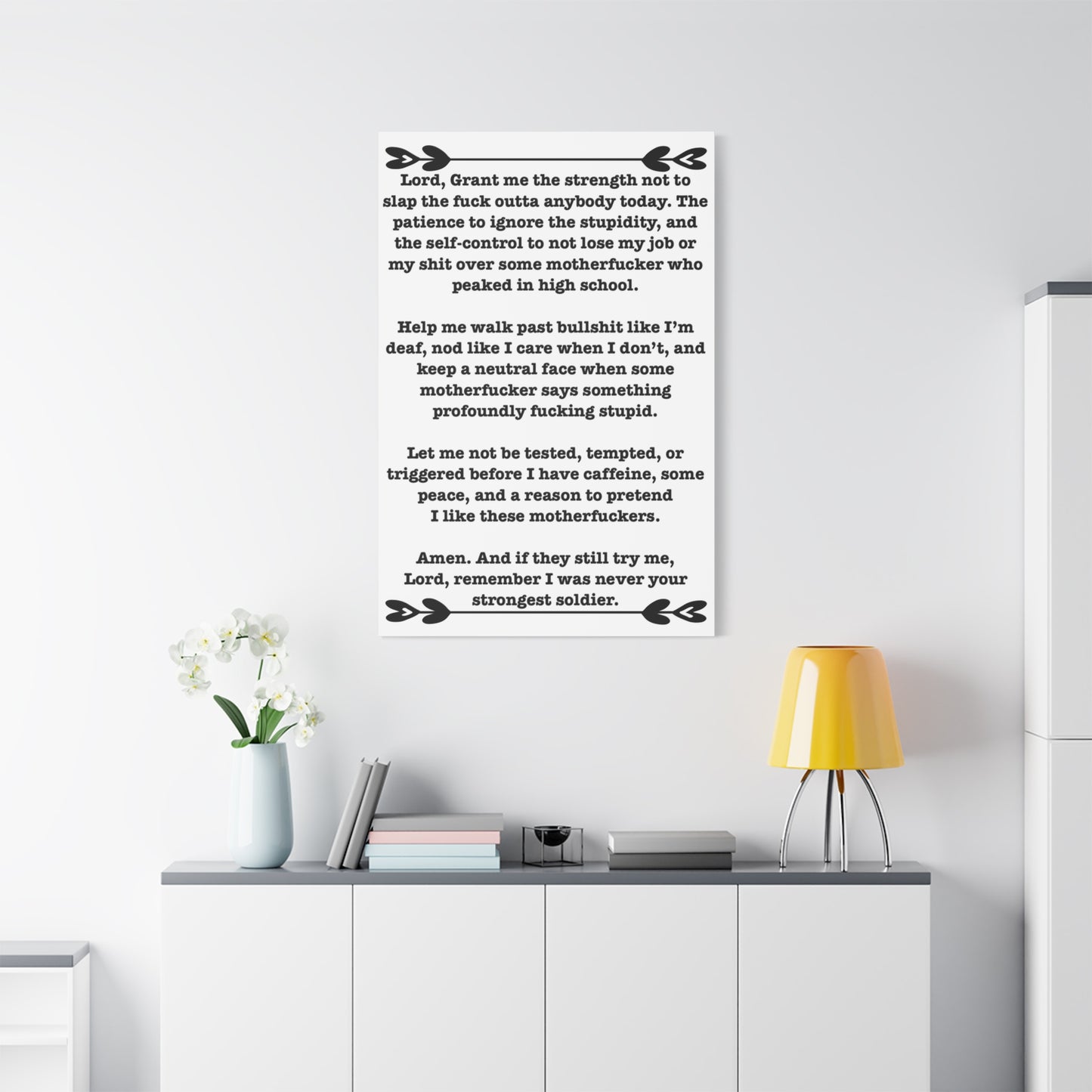 ClancyTees Serenity Prayer Canvas Wall Art Funny Profane Office Decor Sarcastic Home Gift