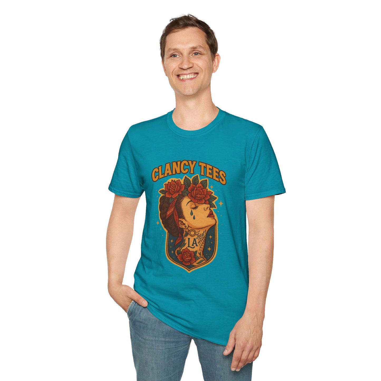 Unisex Tattoo Graphic Tee with Floral Design, Casual Everyday Wear, Gift for Friends, Fashionable Lounge Top, Cute Summer Shirt