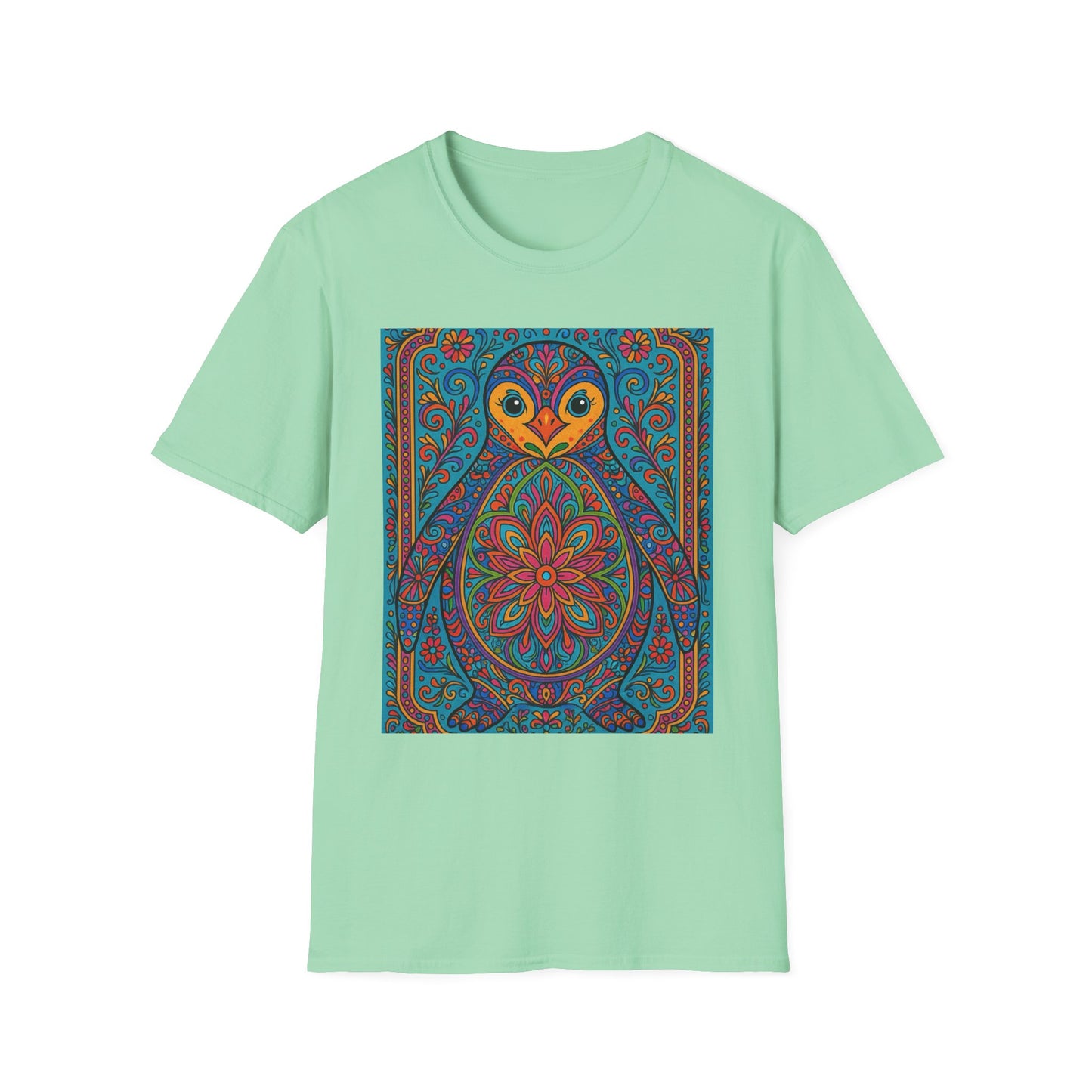 Trippy Penguin Mandala T-Shirt – Psychedelic Animal Tee – Funny Gift for Nature Lovers – Penguin Shirt for Hippies, Weirdos, and Mandala Fans
