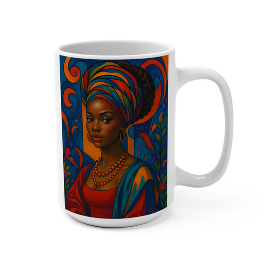 Afrocentric Art Mug Bold Cultural Portrait 15oz Ceramic Coffee Cup Gift For Art Lovers And Empowered Women