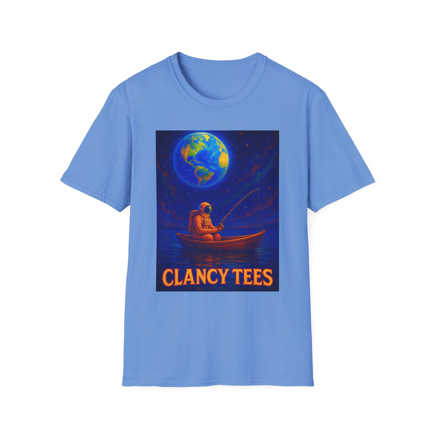 Space Fisherman Graphic T-Shirt, Chill Vibes Tee, Eco-Friendly Gift, Outdoor Enthusiast Apparel, Perfect for Holidays & Summer