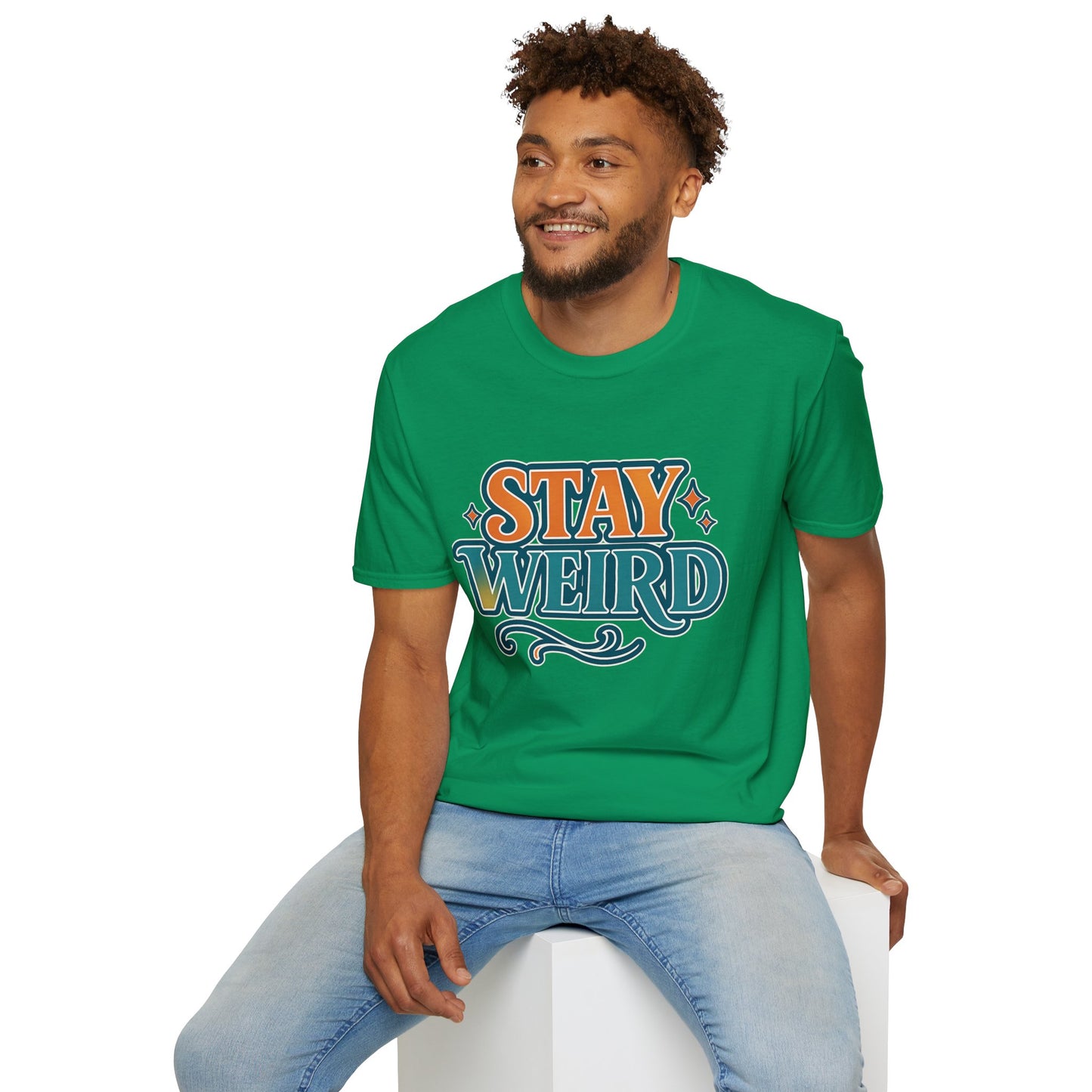 Stay Weird Unisex Softstyle T-Shirt - Fun Graphic Tee, Quirky Apparel, Gift for Friends, Casual Wear, Unique Style