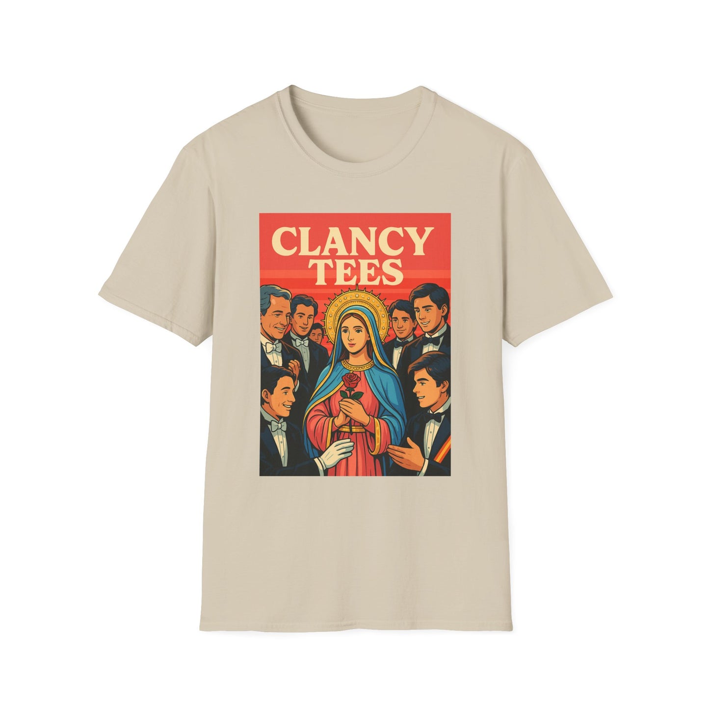 Vintage Virgin Mary Graphic T-Shirt, Softstyle Madonna Tee for Casual Wear, Perfect Gift for Holidays, Retro Clothing, Unisex Tees