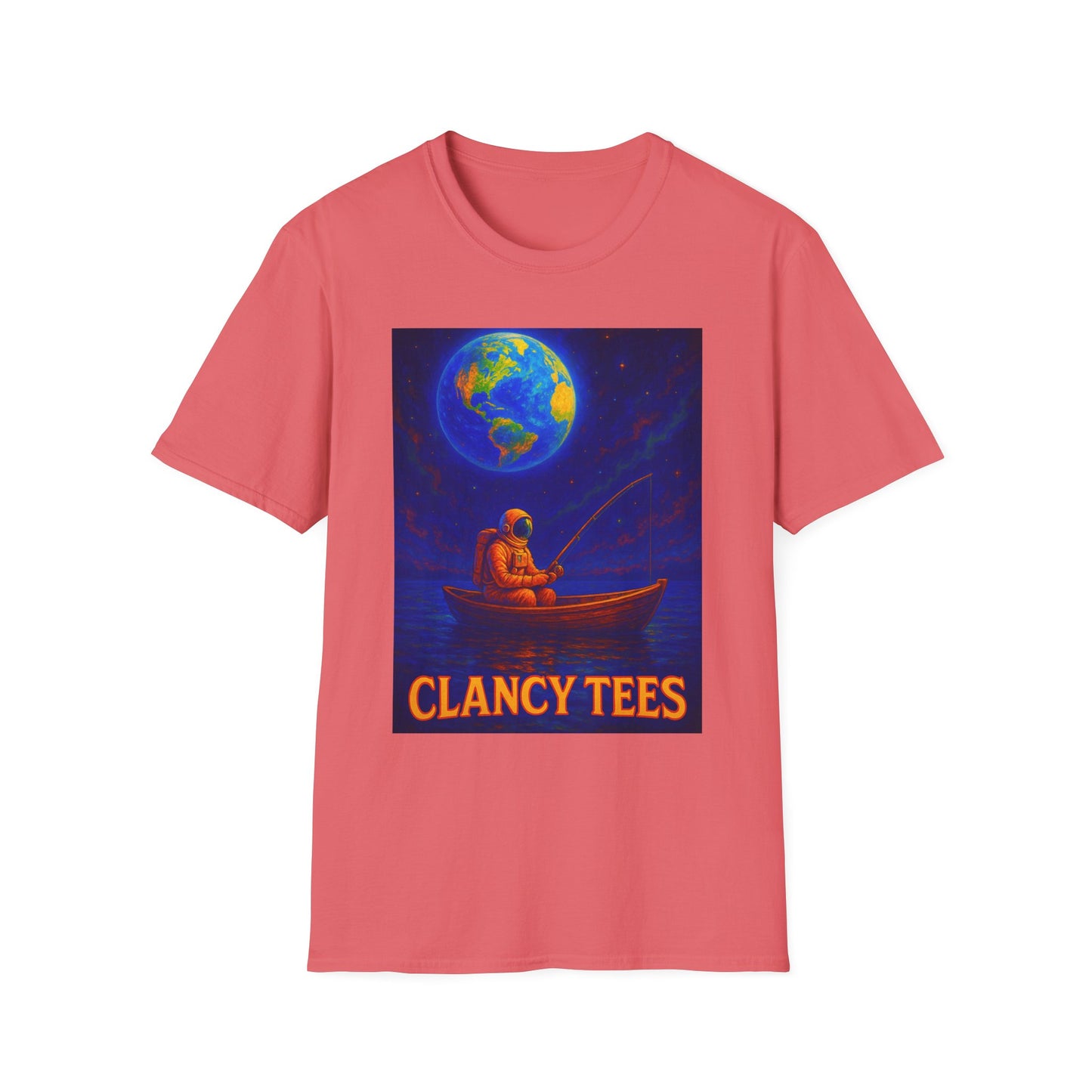 Space Fisherman Graphic T-Shirt, Chill Vibes Tee, Eco-Friendly Gift, Outdoor Enthusiast Apparel, Perfect for Holidays & Summer