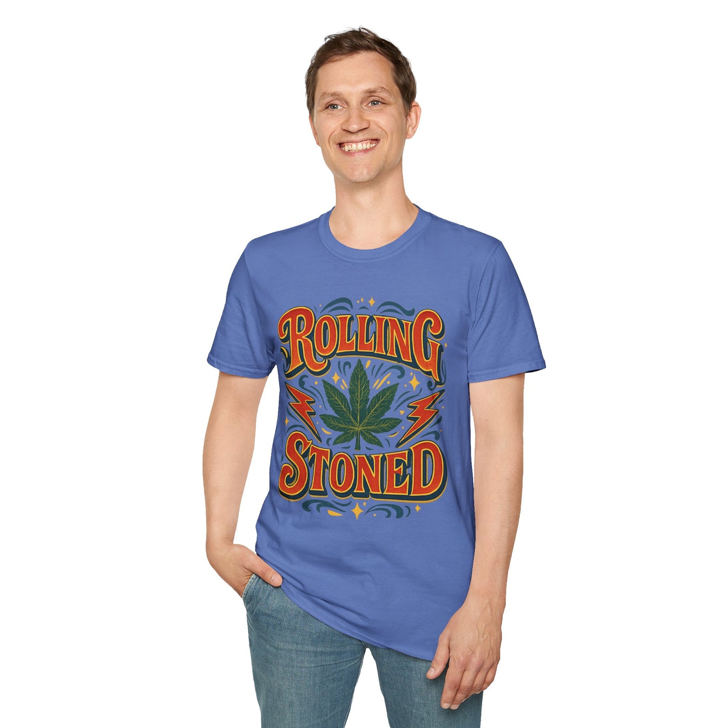 Rolling Stoned Weed Shirt – Funny Cannabis Leaf Tee – Gift for Potheads, 420 Smokers, Stoner Music Fans, and Chill Marijuana Enthusiasts