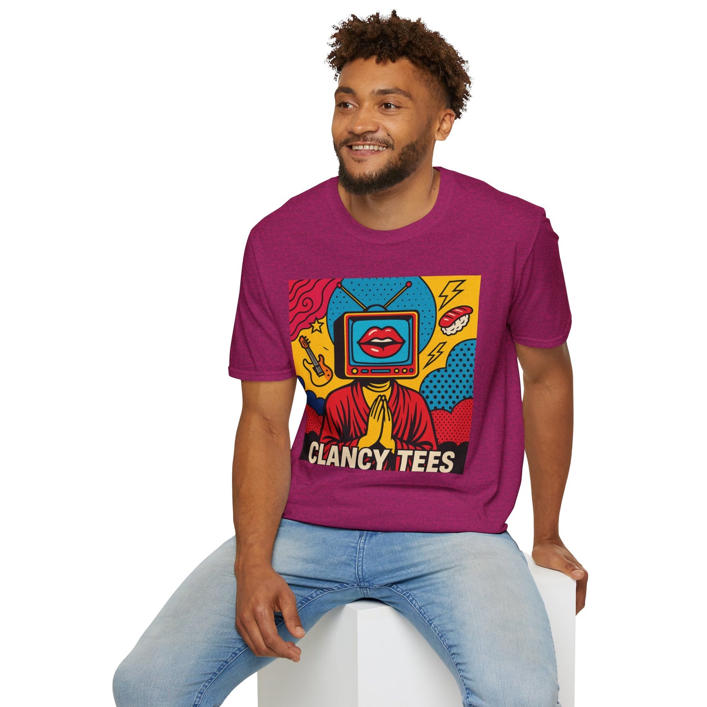 Pop Art TV Head T Shirt for Creatives Graphic Tee for Artists Gift for Surreal Art Lovers Unisex Visual Commentary Shirt
