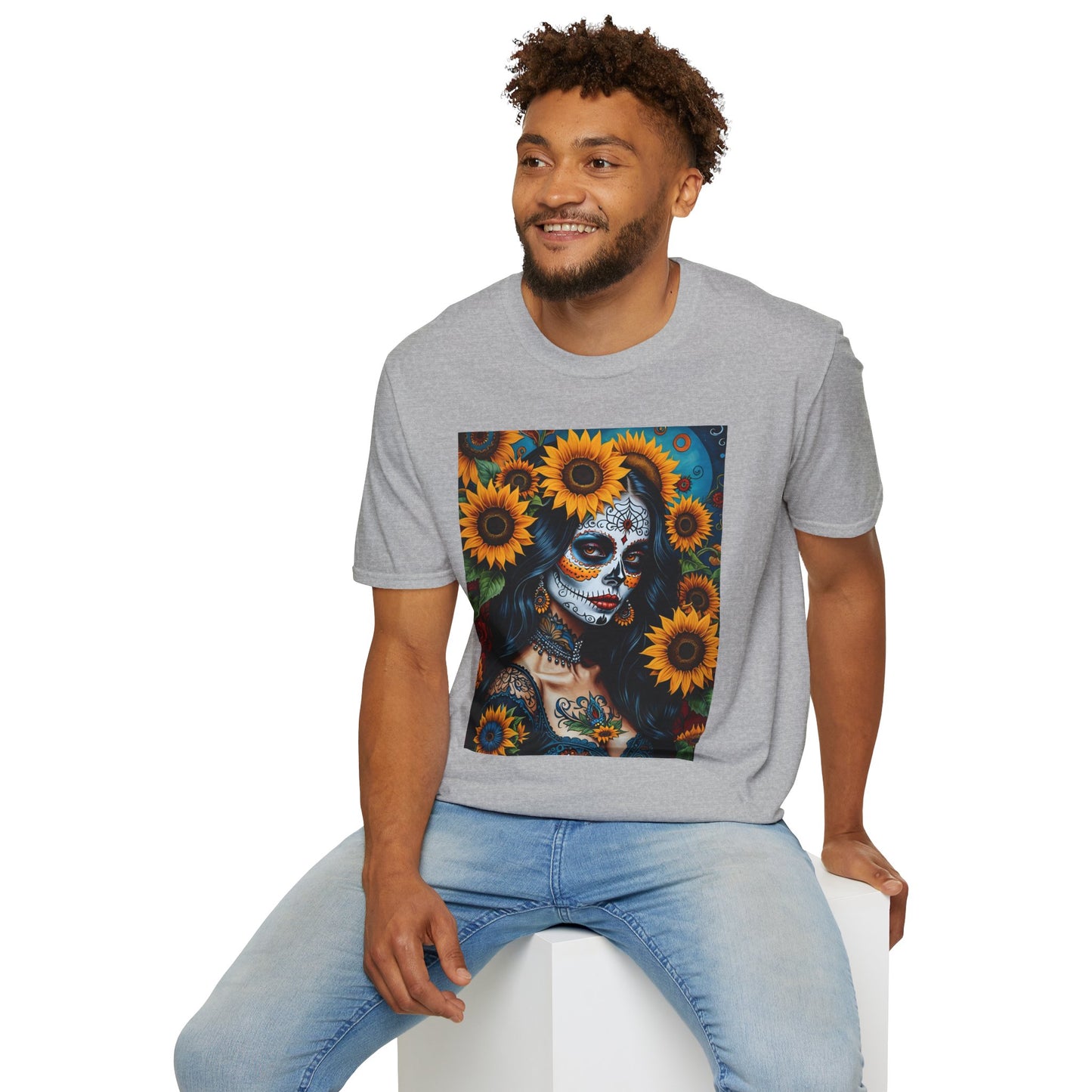 Day of the Dead Floral T-Shirt, Sugar Skull Tee, Unisex Halloween Shirt, Floral Art T-Shirt, Casual Everyday Wear