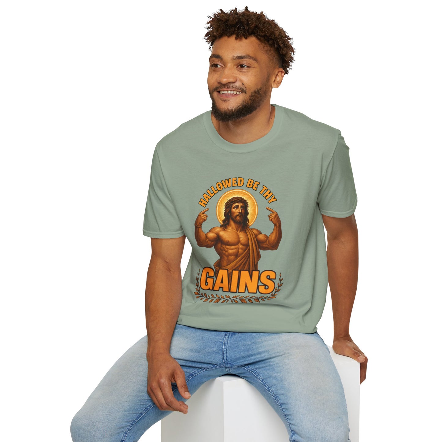 Jesus Gains Unisex T-Shirt, Funny Fitness Tee, Motivational Gym Shirt, Workout Apparel, Religious Gift, Christian Humor Clothing