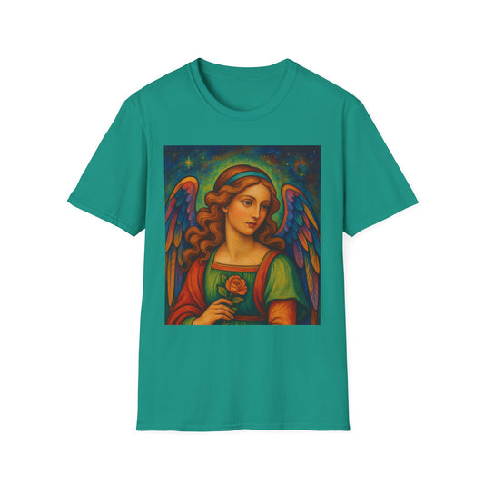 Psychedelic Angel T Shirt Vintage Religious Art Trippy Renaissance Vibes Colorful Halo Wings Tee Gift for Art Lovers Spiritual Aesthetic Clothing