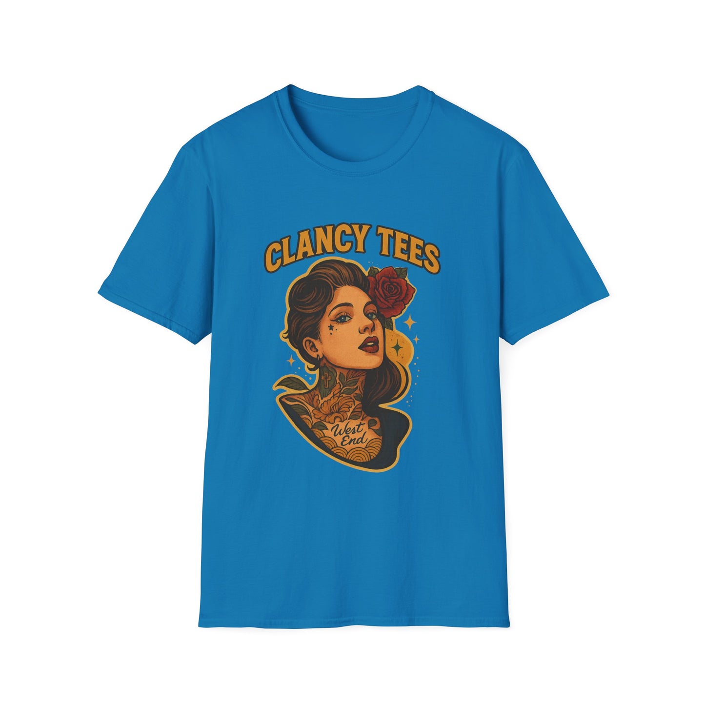 Vintage Tattoo-Inspired Unisex Softstyle T-Shirt, Unique Graphic Tee, Casual Statement Shirt, Perfect Gift for Friends & Festivals