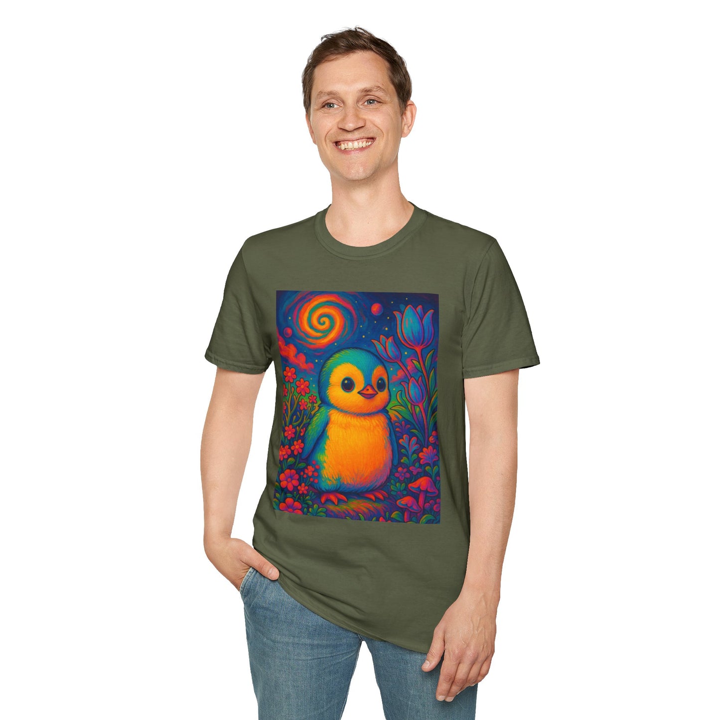 Psychedelic Baby Penguin T-Shirt – Trippy Cute Animal Tee – Gift for Penguin Lovers – Groovy Nature Shirt for Weirdos, Hippies, and Art Freaks