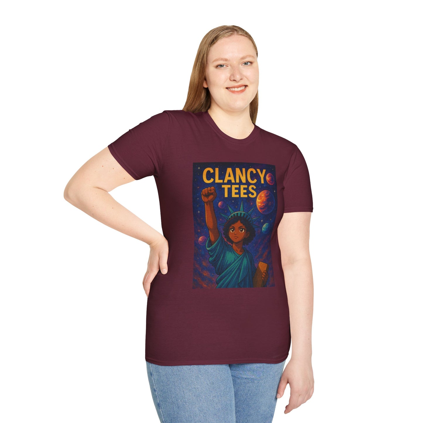 Empowerment Liberty Graphic T-Shirt, Space-Themed Tee, Unisex Casual Wear, Gift for Space Lovers, Inspirational Fashion