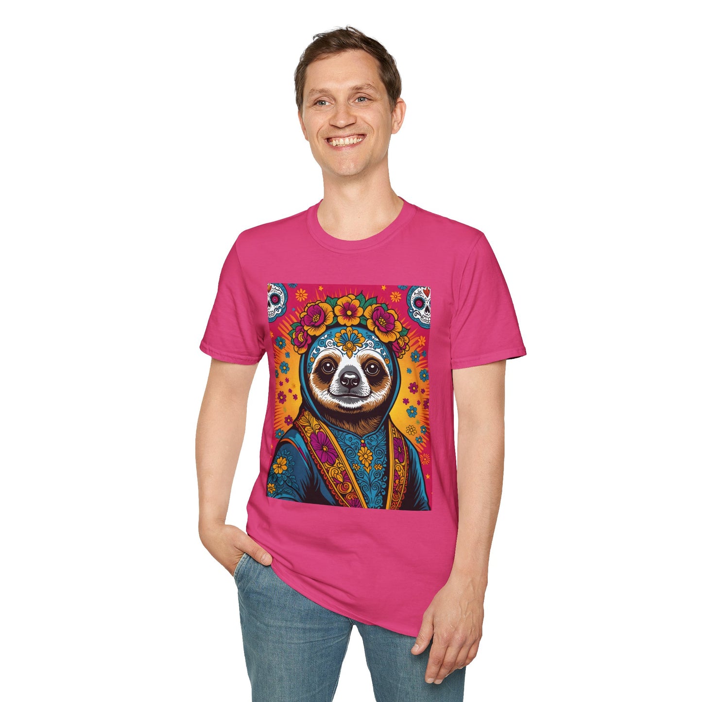 Boho Sloth T Shirt Trippy Animal Graphic Tee Colorful Festival Top Gift for Sloth Lovers