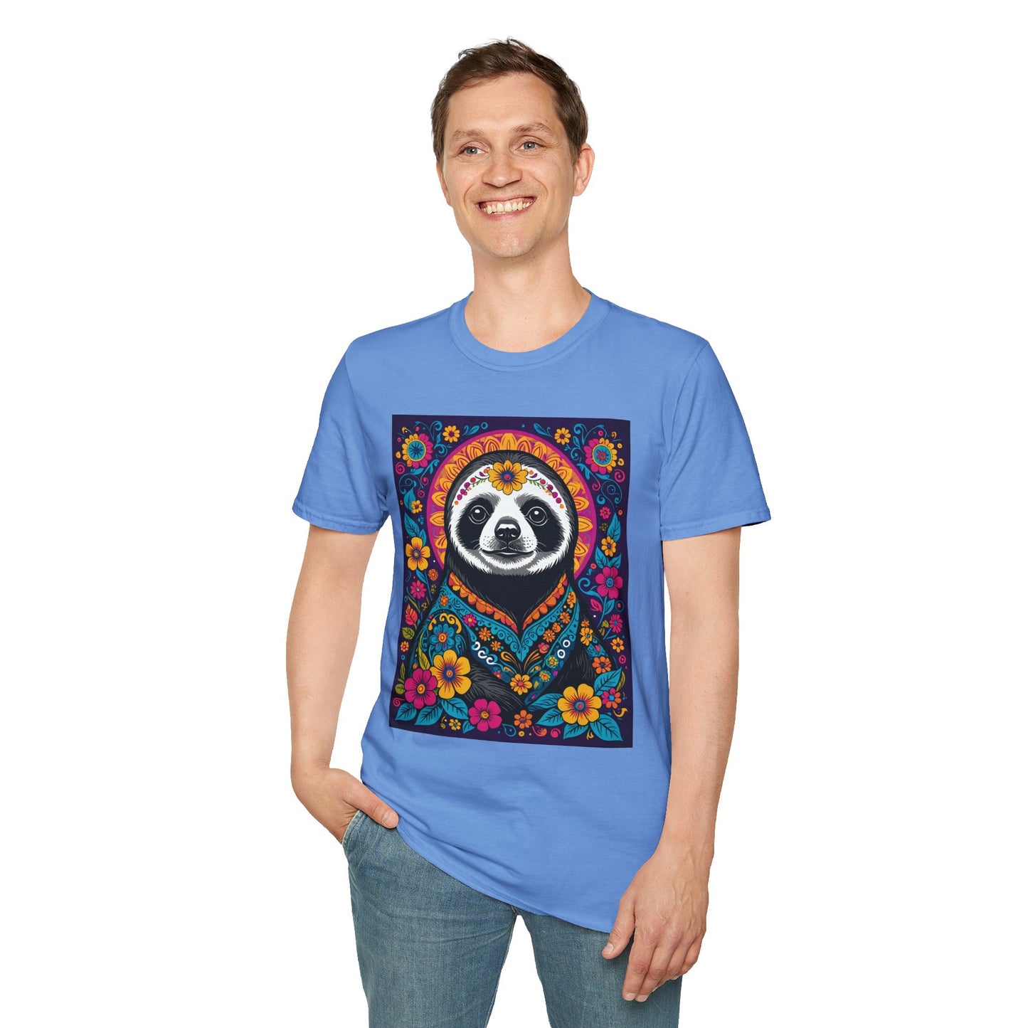 Psychedelic Sloth T Shirt Boho Animal Graphic Tee Trippy Festival Top Gift for Sloth Lovers