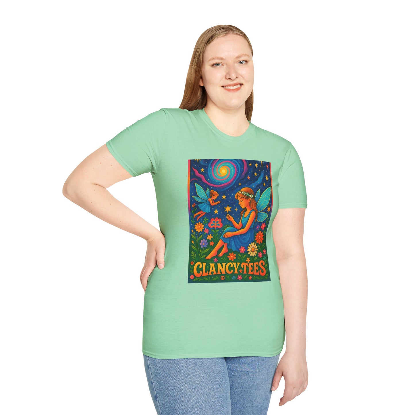 Fairy Garden T-Shirt Whimsical Fantasy Graphic Tee Cosmic Nature Shirt Gift for Dreamers Gift for Fairy Lovers Vibrant Magical Artwork