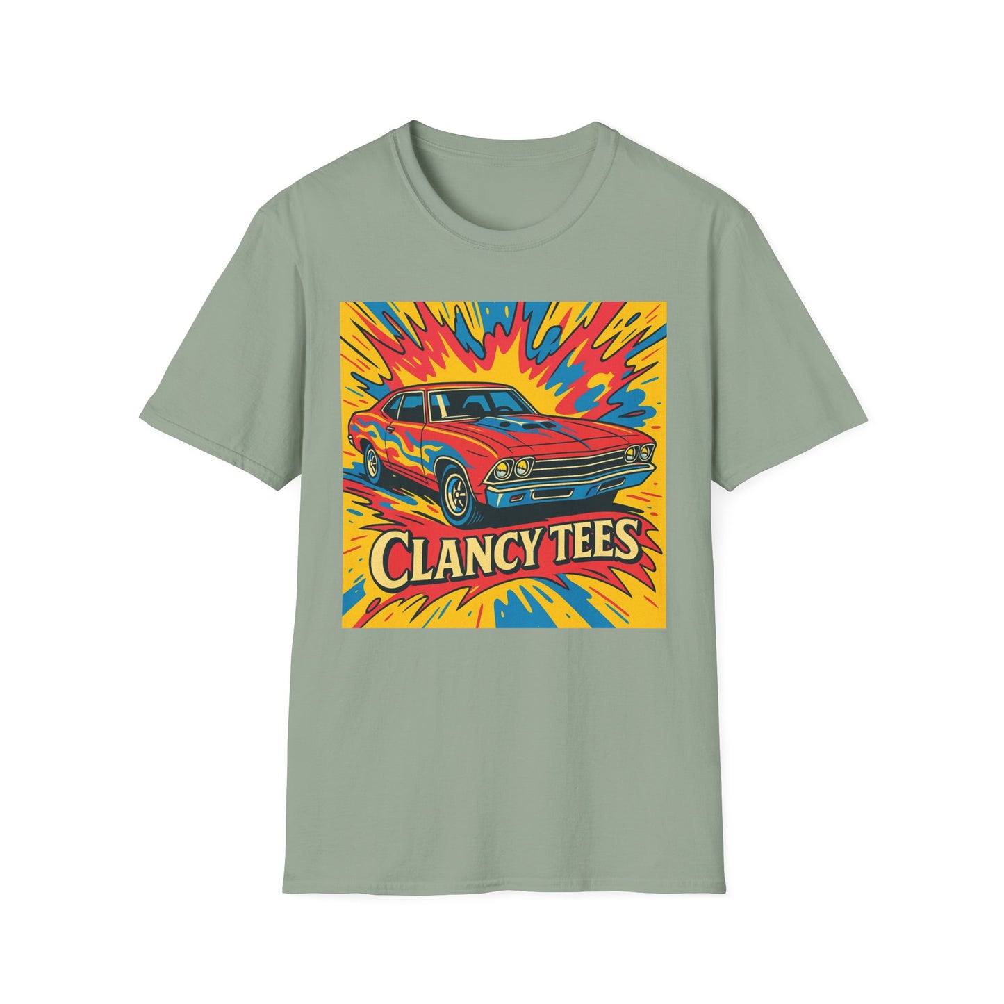 Muscle Car Graphic Tee with Retro Flames | Vintage Car Lover T-Shirt | Gift for Gearheads & Classic Ride Fans | Bold Hot Rod Shirt