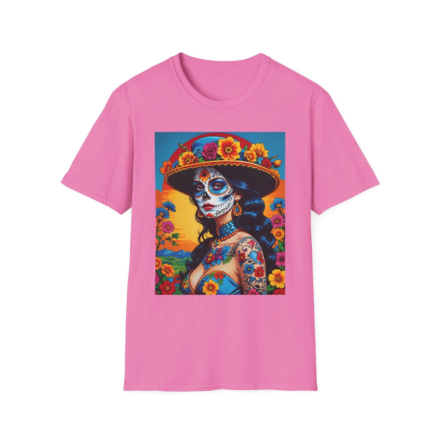 Sugar Skull Tattoo T-Shirt – Día de los Muertos Art Tee – Gift for Skull Art Fans, Tattoo Addicts, and Alternative Fashion Collectors