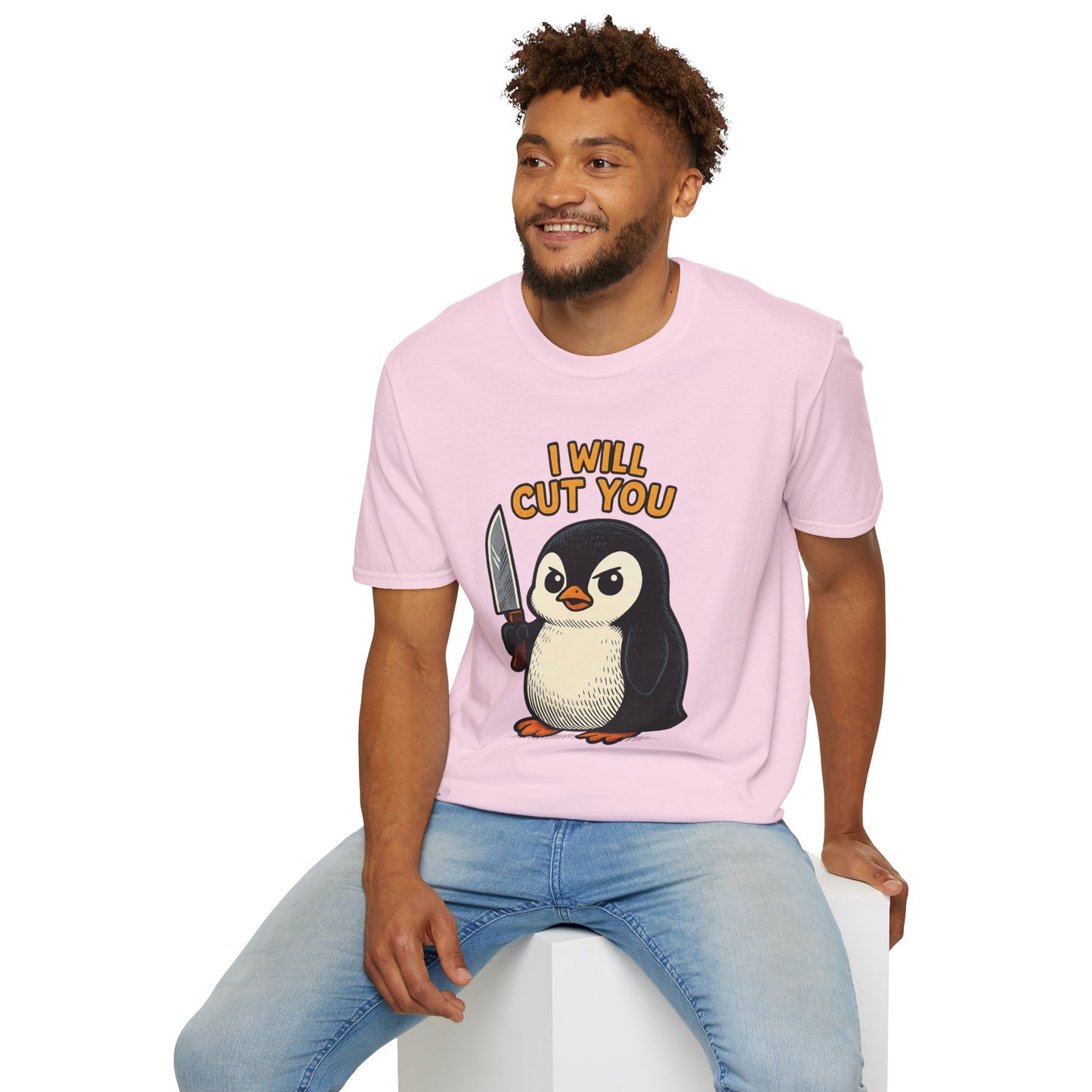 Angry Penguin Knife Shirt – Funny Animal Graphic Tee, Sarcastic Gift for Introverts, Cute but Deadly Humor Shirt