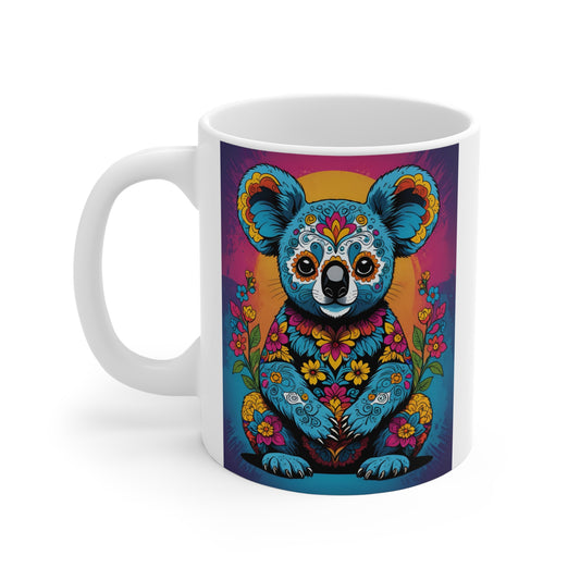 Colorful Koala Coffee Mug 11oz Ceramic Cup Day Of The Dead Inspired Drinkware Vibrant Floral Artwork Unique Animal Design For Coffee Tea And More