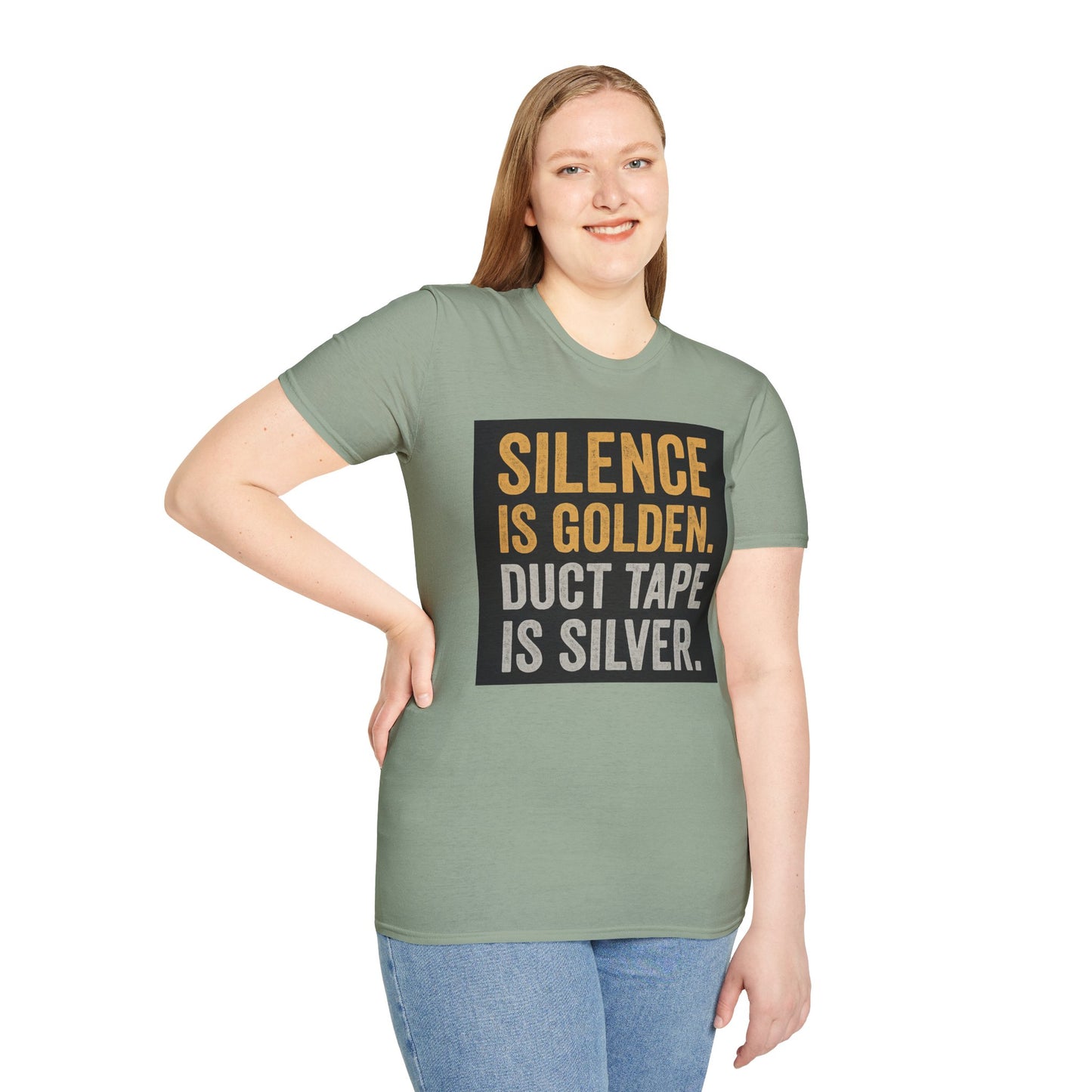 Funny Quote T-Shirt - Silence is Golden Duct Tape is Silver, Gift for Dad, Birthday Gift, Humorous Tee, Unisex Apparel, Casual Wear